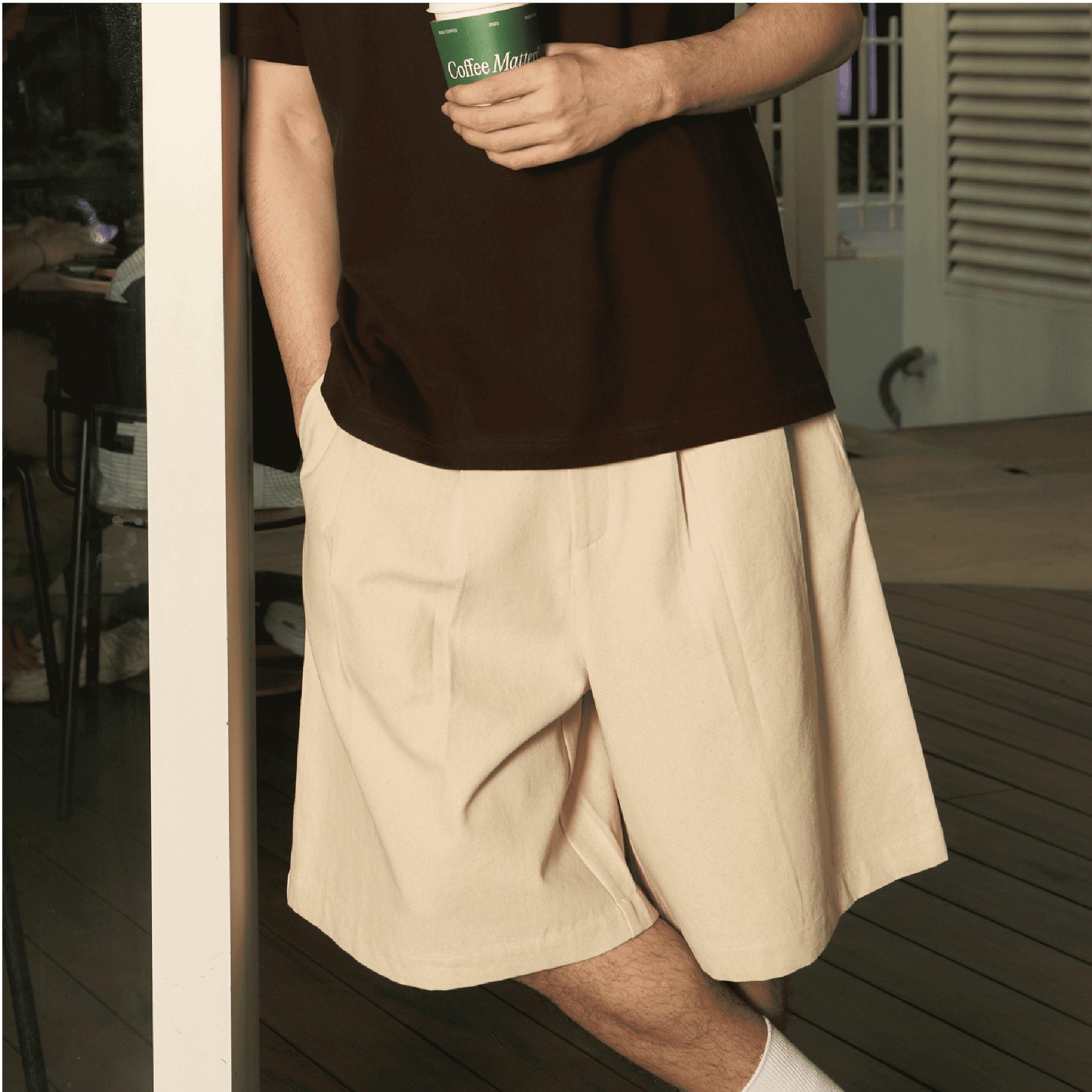 Double Pleated Long Shorts