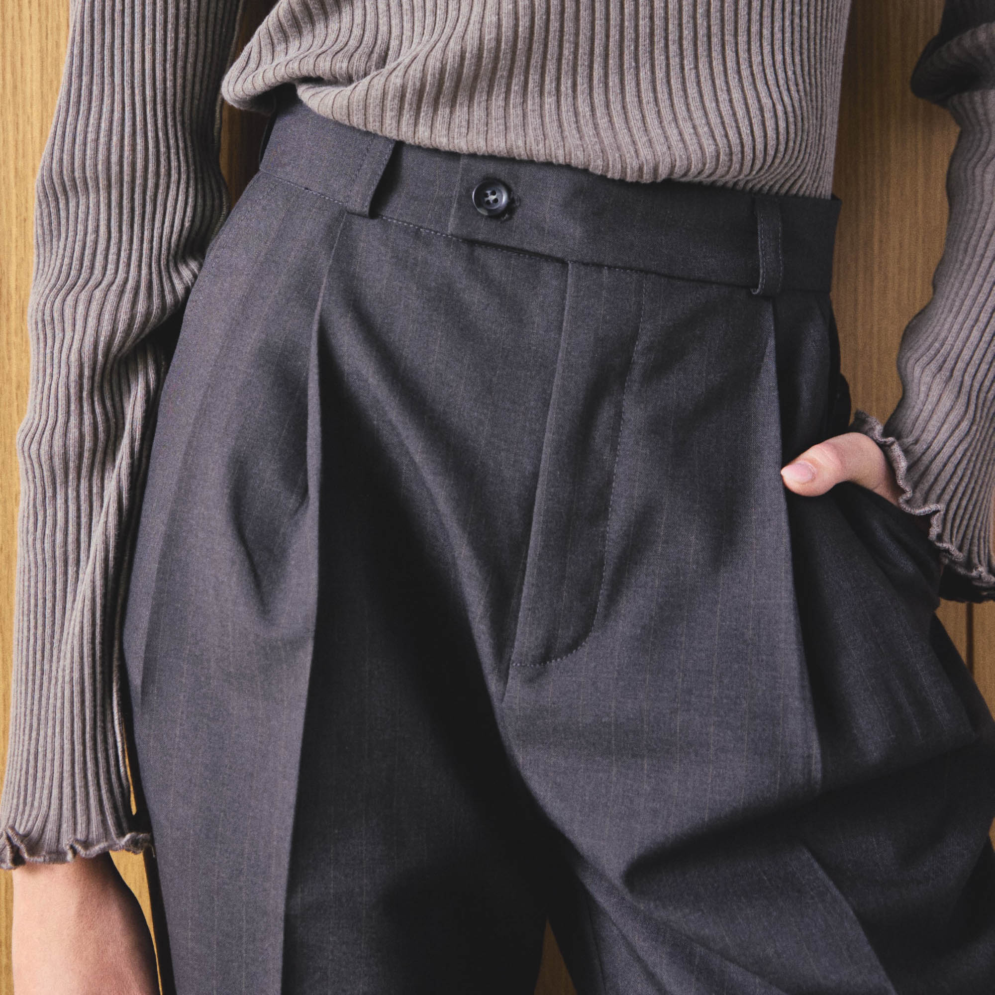 Basic Double Pleated Pants