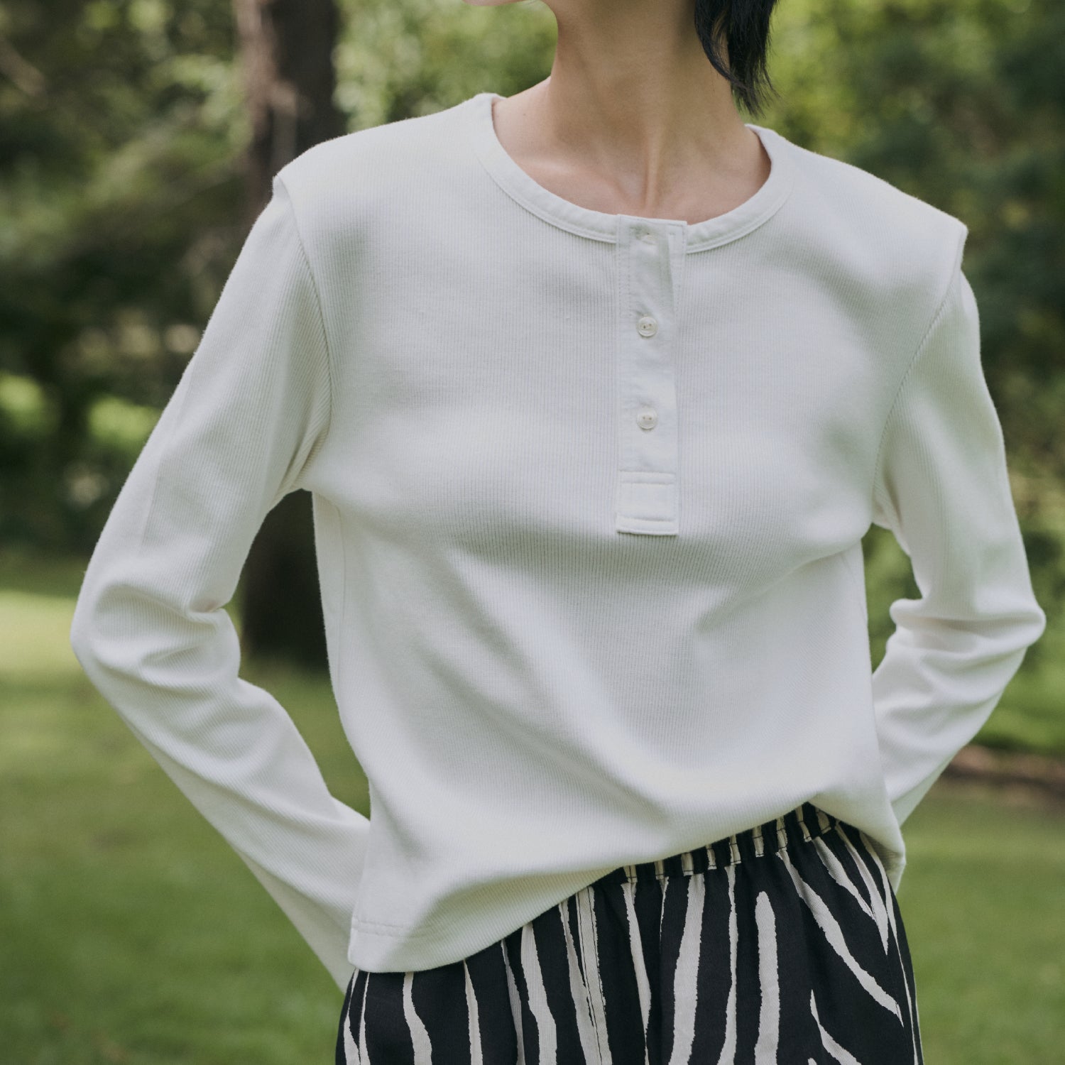 Rib L/S Henley Tee (Pre - order 14 days)