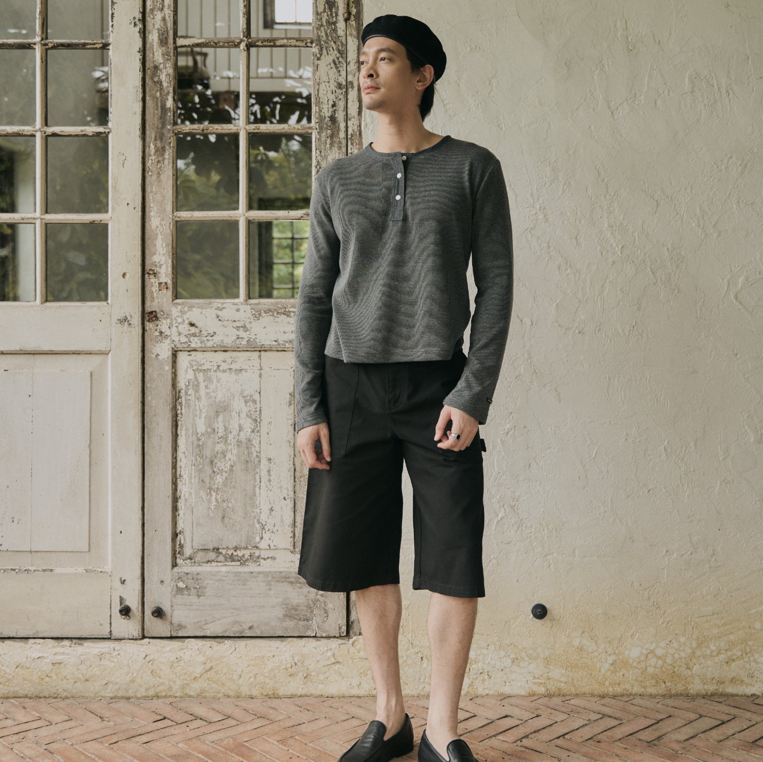 Rib L/S Henley Tee (Pre - order 14 days)