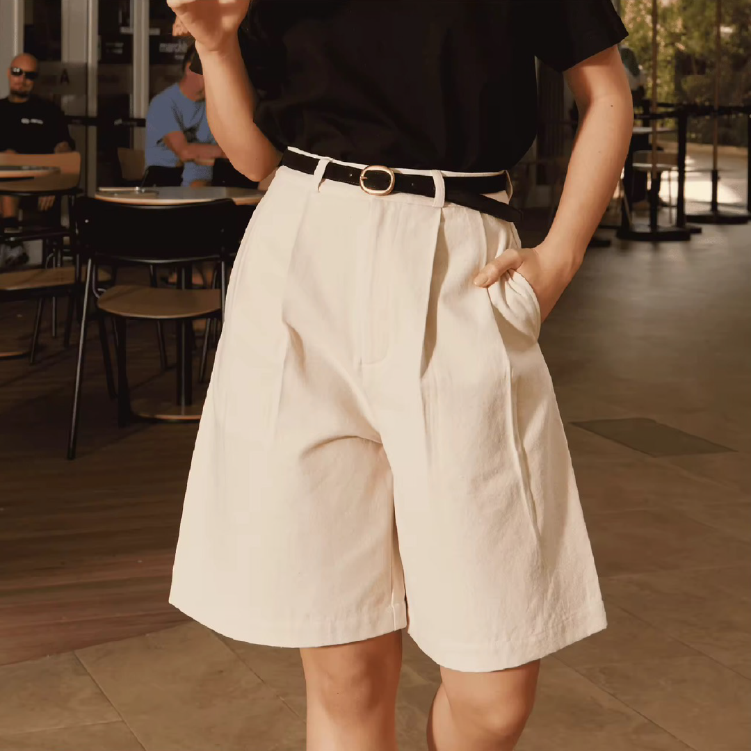 Double Pleated Long Shorts