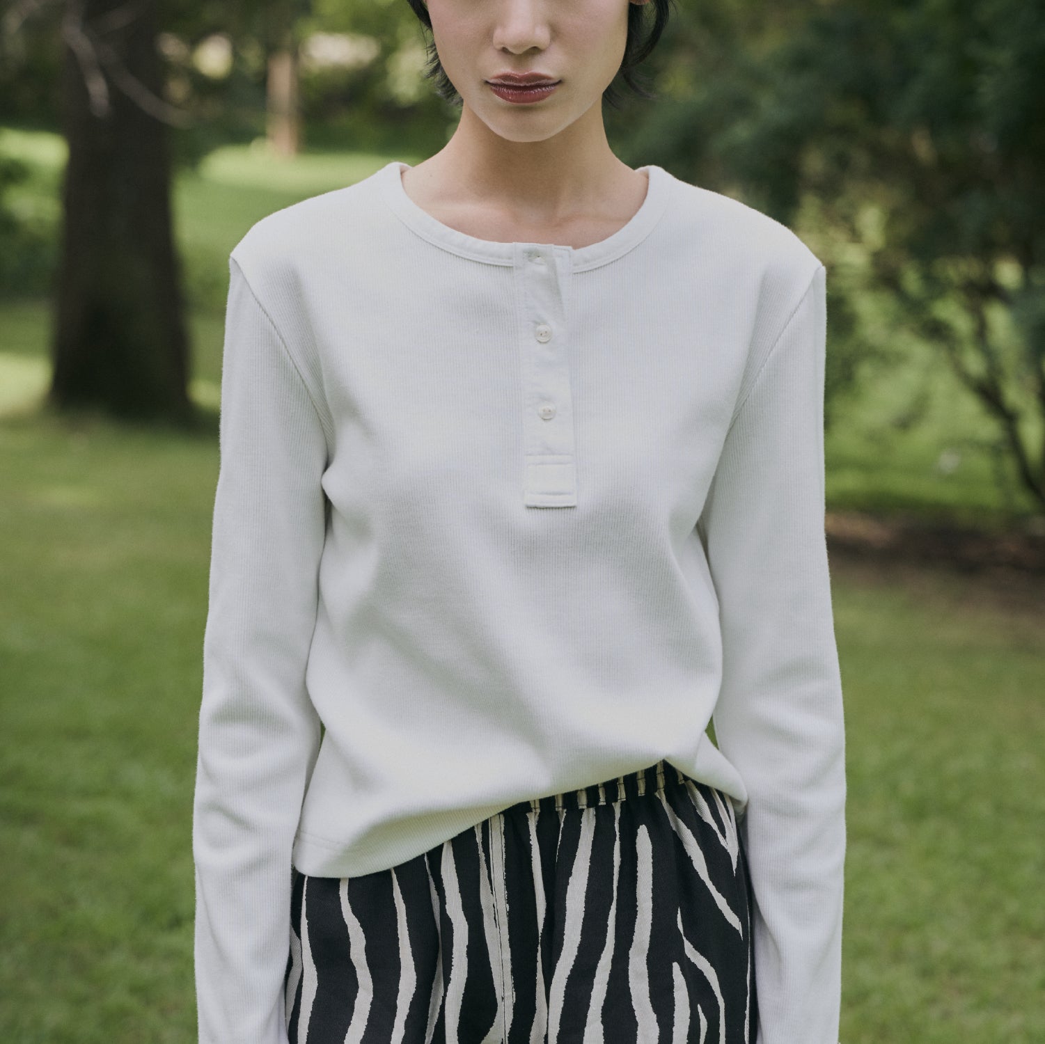 Rib L/S Henley Tee (Pre - order 14 days)