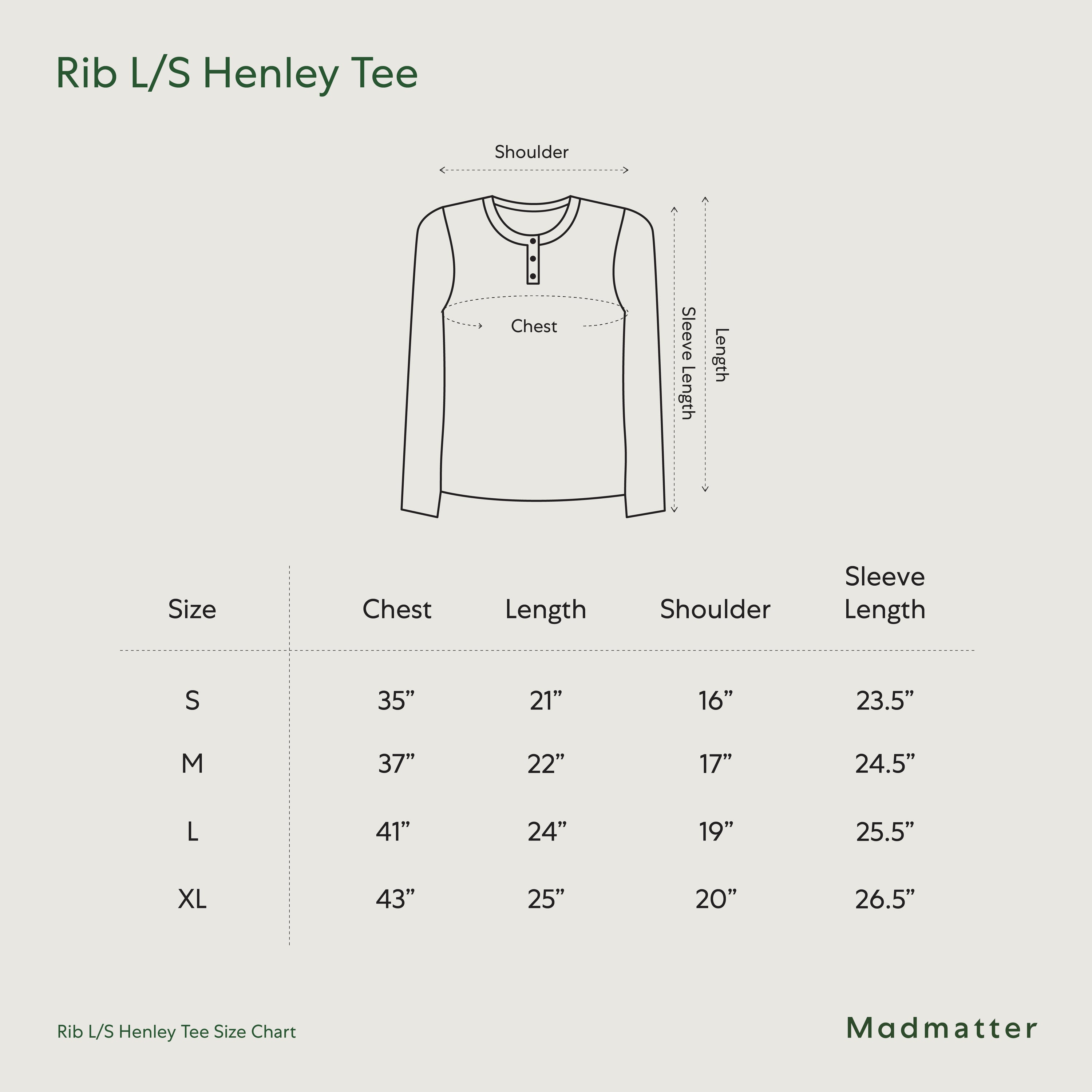 Rib L/S Henley Tee (Pre - order 14 days)
