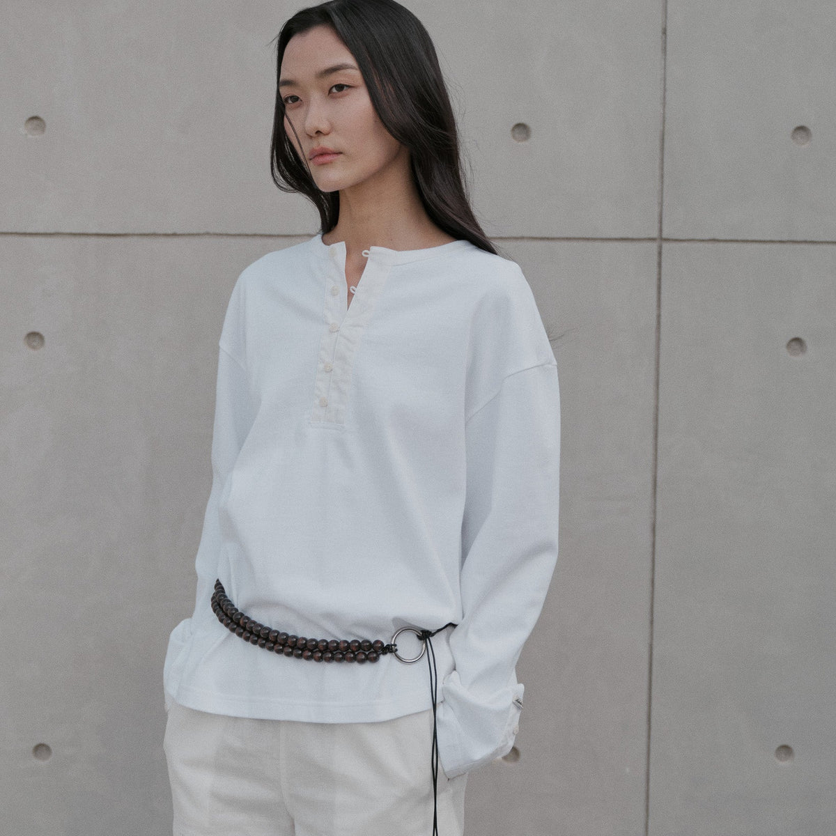 Oversized L/S Henley Tee