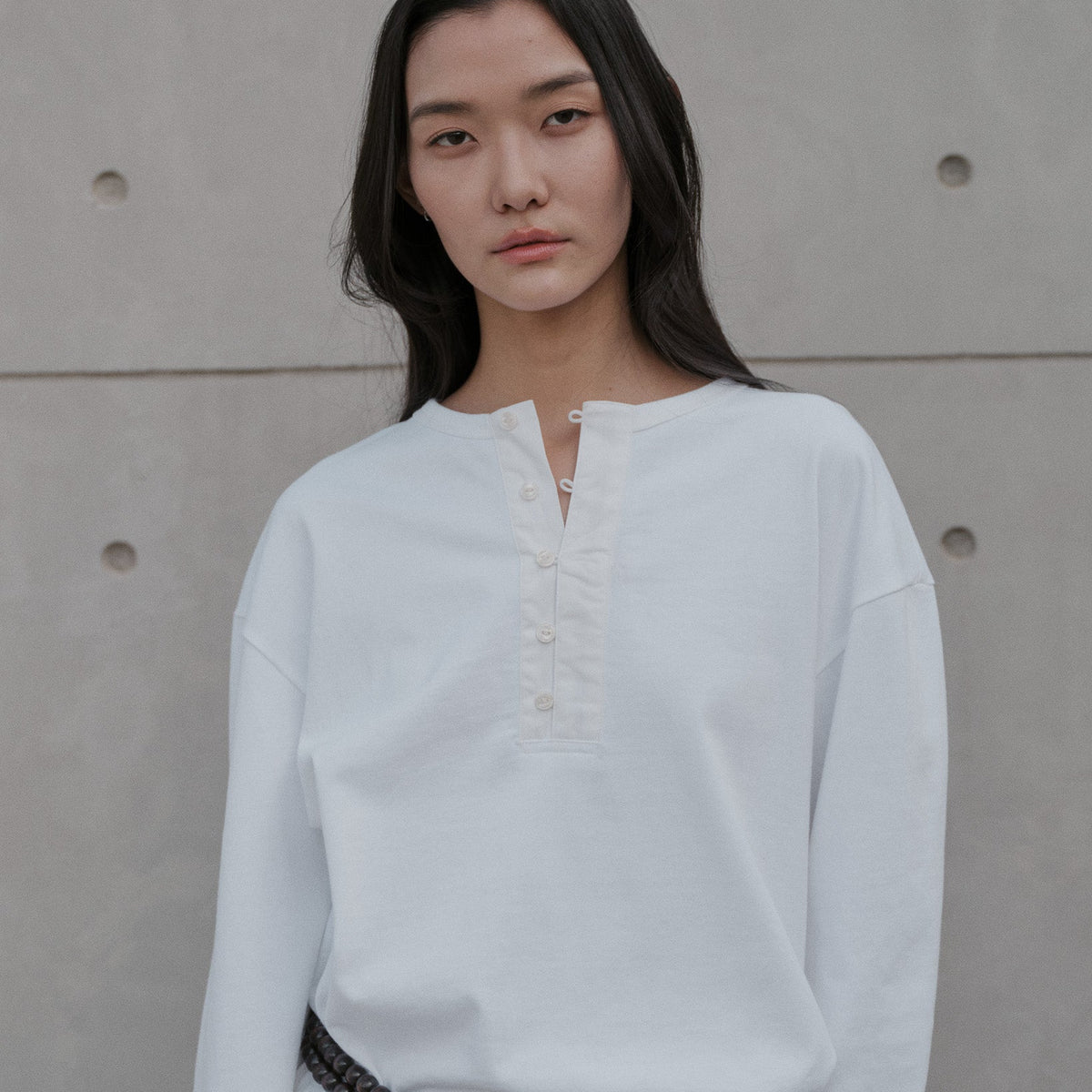 Oversized L/S Henley Tee