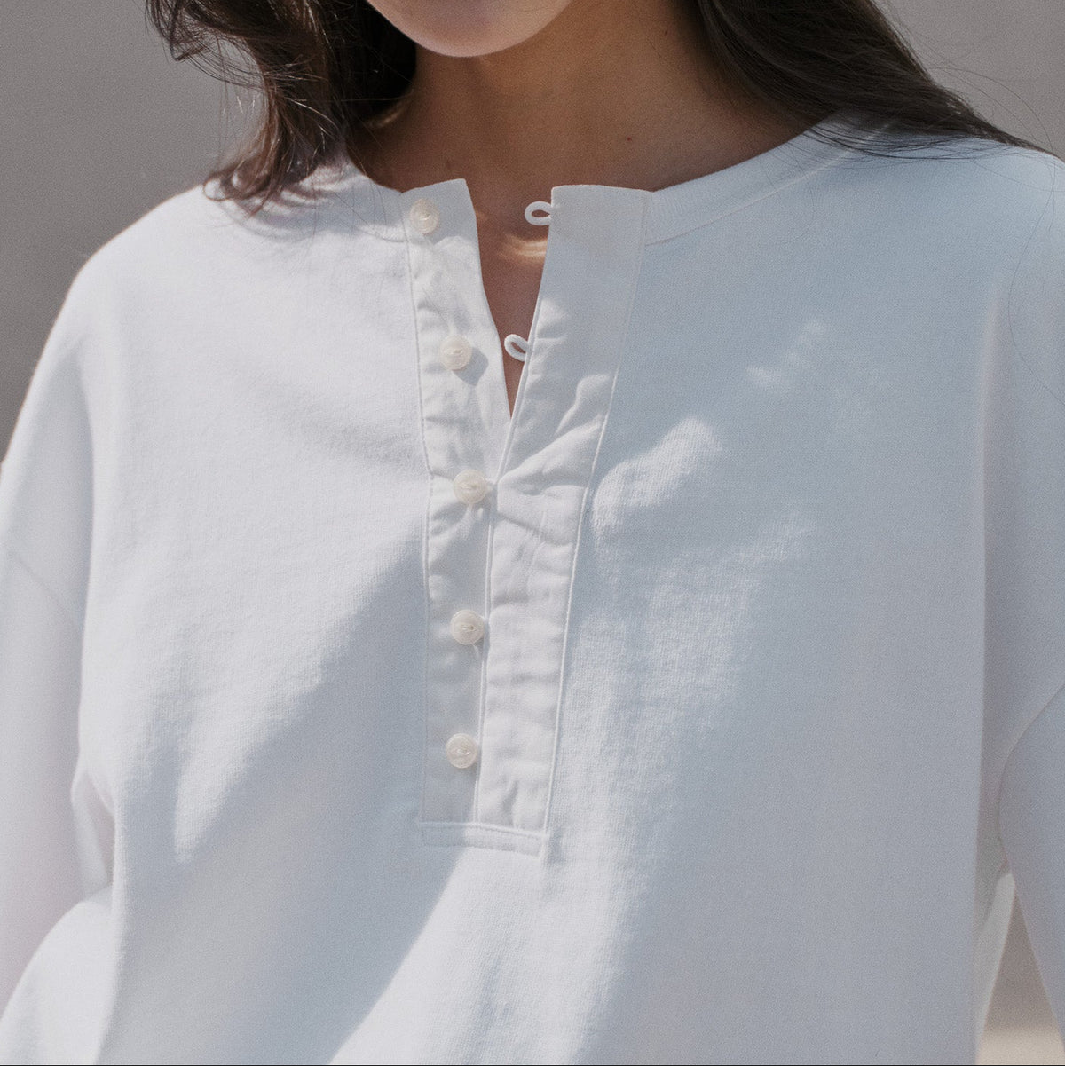 Oversized L/S Henley Tee